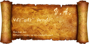 Vágó Arnó névjegykártya